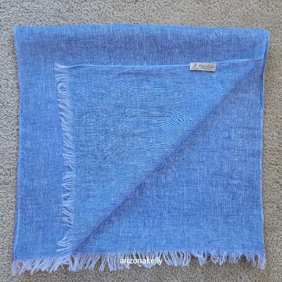 Puro Lino Accessories - Puro Lino Blue Linen Scarf Made in Italy